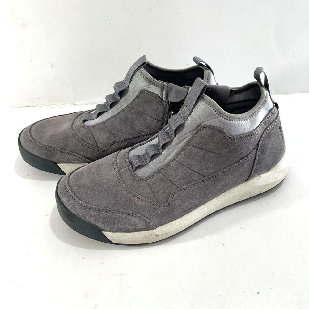 L.L. bean leather slip on shearling comfort boots gray casual winter women 11